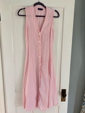 Polo by Ralph Lauren Sleeveless Pink Button-Front Midi Dress